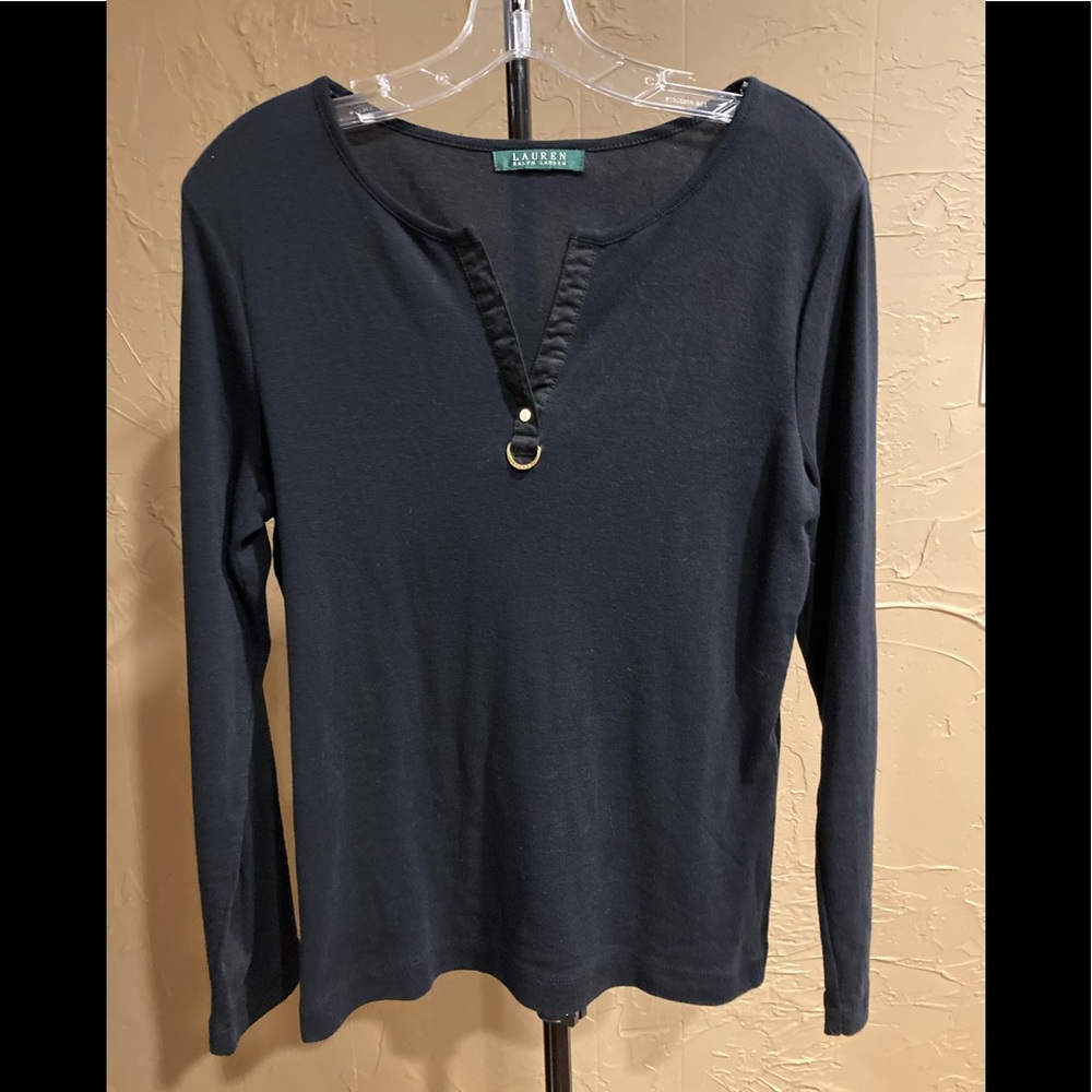 Ralph Lauren Top Solid Black Size Medium